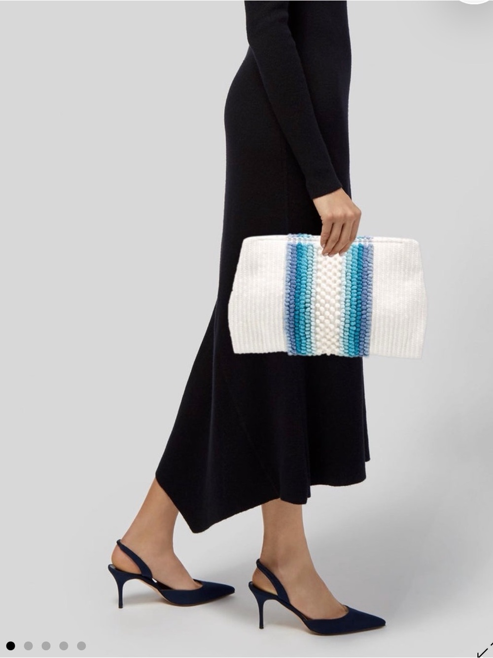 Antonello Tedde Woven Clutch Woven Color Block Clutch in Cream & Blue NWT